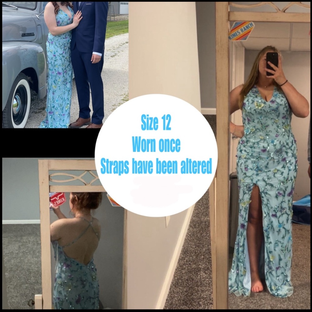 Elegant Blue Floral Dress